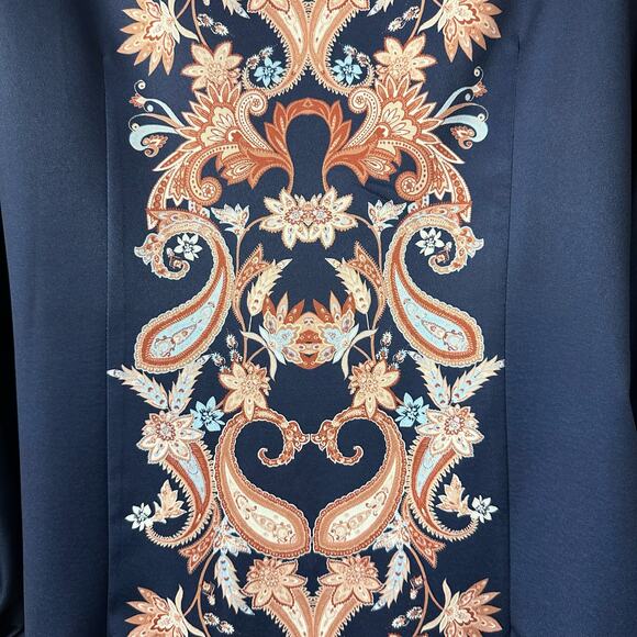 New! Boston Proper Women’s Sz M Button Up Long Sleeve Paisley Print Blouse, V574 - Picture 10 of 16